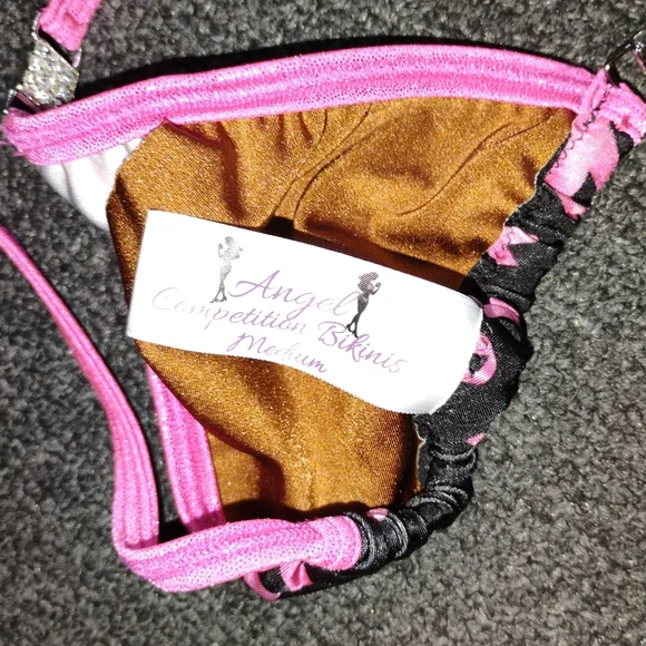 Angel Competition Bikinis Pink Ribbon Breast Cancer Awareness Bikini Top Medium - Picture 2 of 3